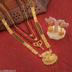Gold Plated Mangalsutra Combo Set with Earrings for Women (Pack of 5)