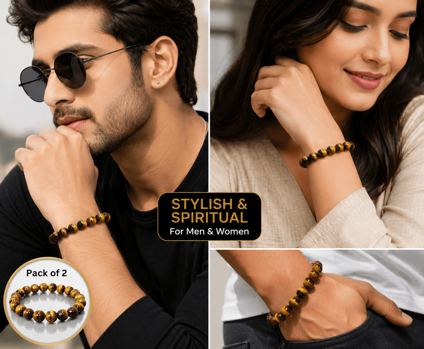 Tiger Eye Yellow Crystal Healing Stone Bracelet